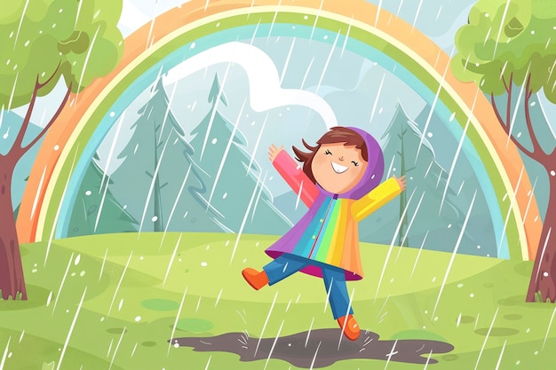 Free photo cartoon rainbow and girls