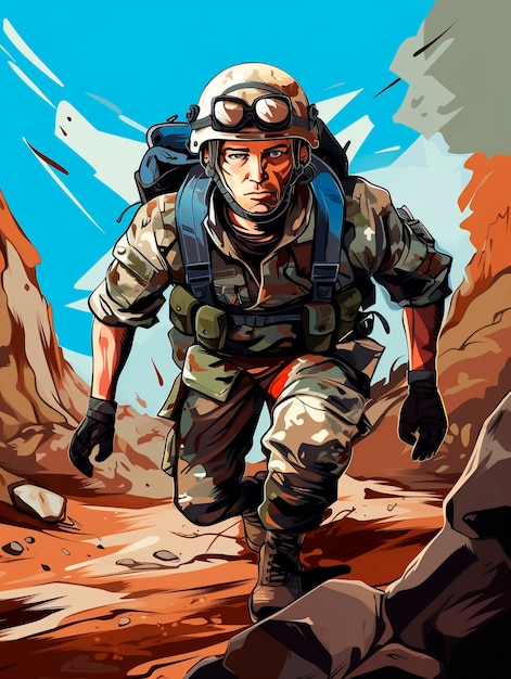 Free photo cartoon soldier with combat war