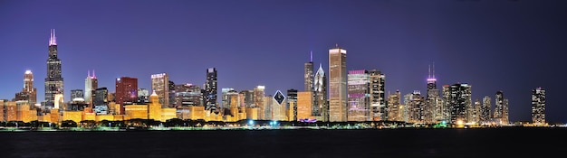 Free photo chicago night panorama