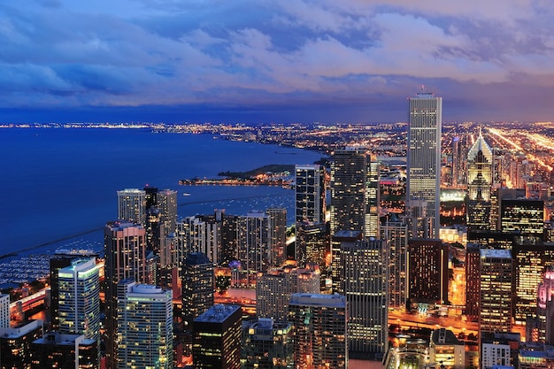 Chicago skyline panorama aerial view