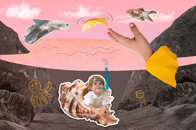 Free photo childhood concept collage