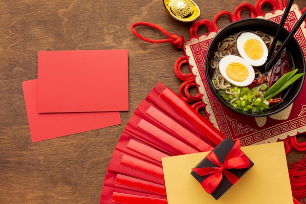 Free photo chinese new year card mock-up with dish