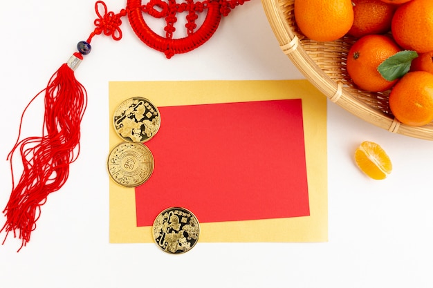 Free photo chinese new year card mock-up with pendant