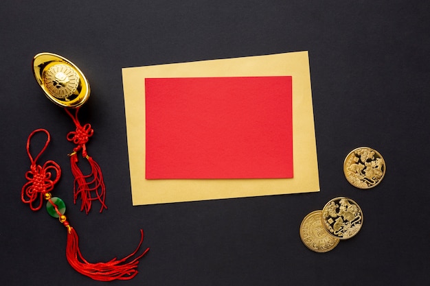 Free photo chinese new year card mock-up with pendants