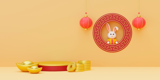 Free photo chinese new year celebration with rabbit