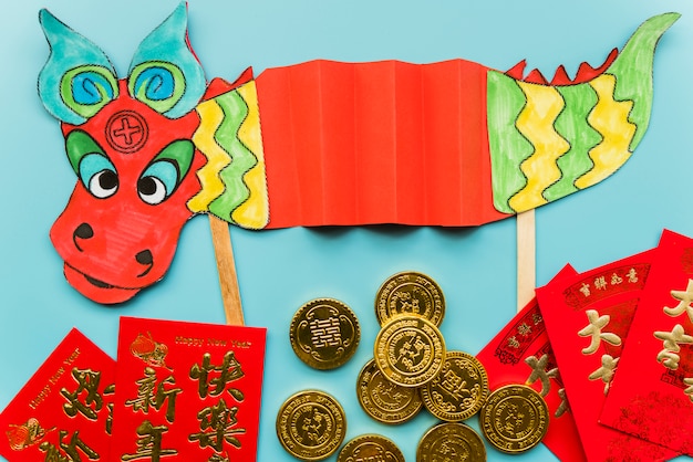 Free Photo chinese new year concept with hand made dragon