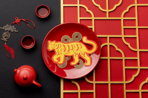 Chinese new year still life of tiger celebration