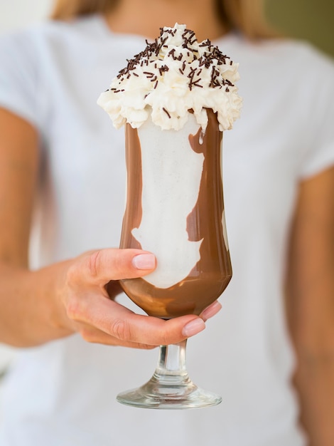 Chocolate milkshake with whipped cream