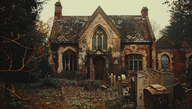 Free photo cinematic style view of haunted house with spooky aesthetic