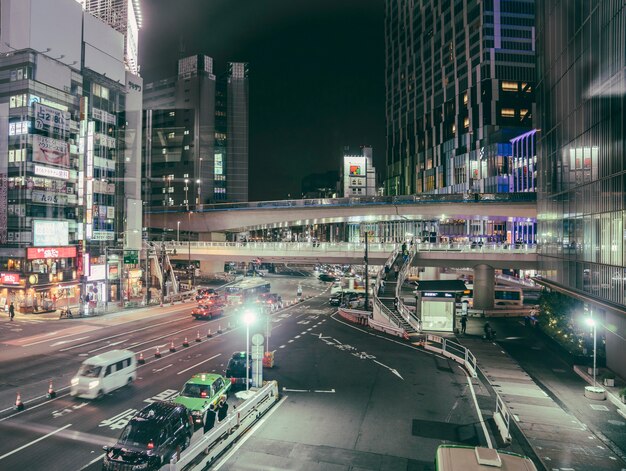 City road with cars and lights