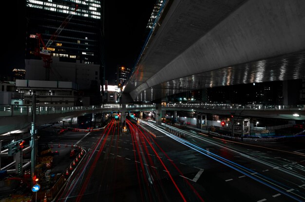 City sparkles of light on the streets at night