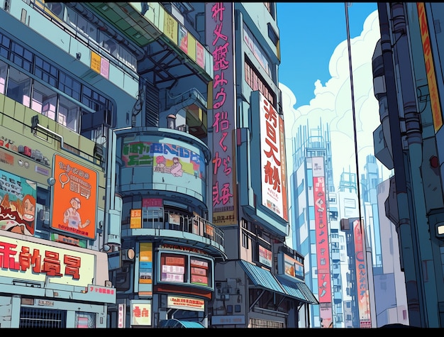 Free photo cityscape of anime inspired urban area