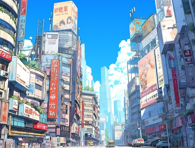 Free photo cityscape of anime inspired urban area