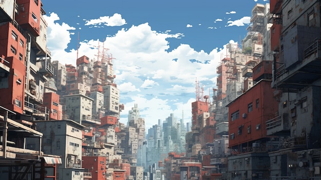 Free photo cityscape of anime inspired urban area