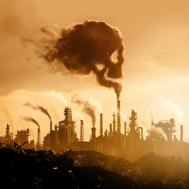 Free photo climate change with industrial pollution
