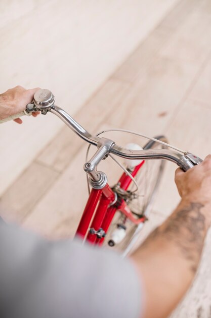 Close-up of bicycle ring and handle