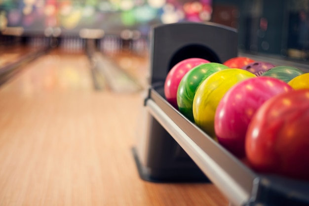 Close up of bowling balls