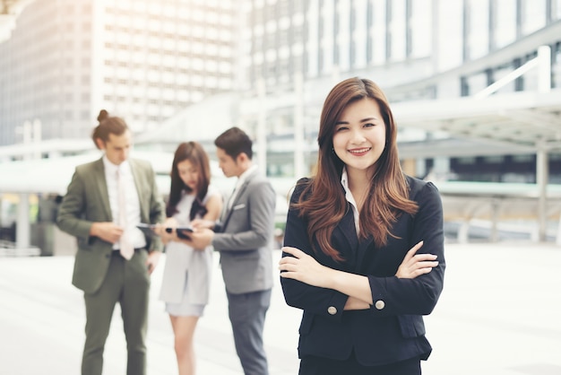 Free Photo close up of business woman outdoor.