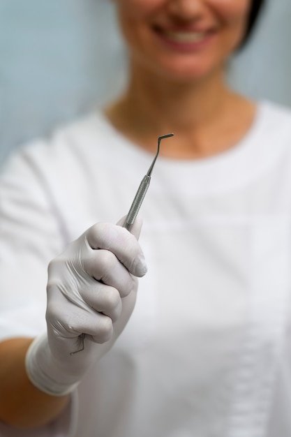 Close up on dentist instruments