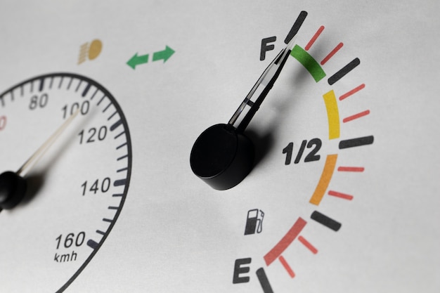 Free Photo close up on fuel level gauge in vehicle