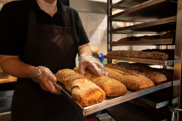 Free Photo close up on pastry chef preparing food