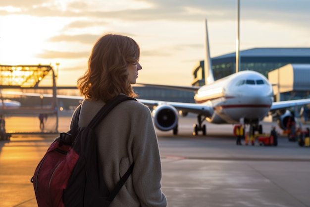 Foto gratuita ritratto ravvicinato di una donna in viaggio