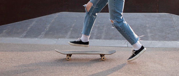 Close up skater in park