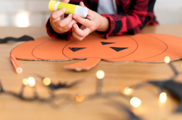 Close-up view of halloween arrangement