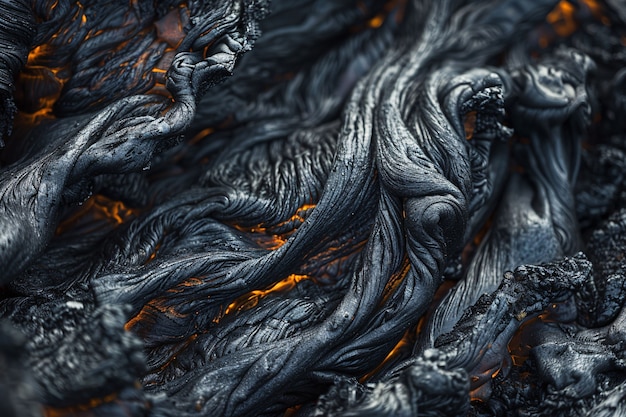 Close-up view of volcano erupting with hot lava