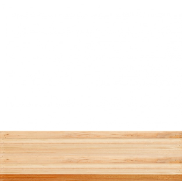 Free photo closeup clear wooden studio background on white background - well use for present products.