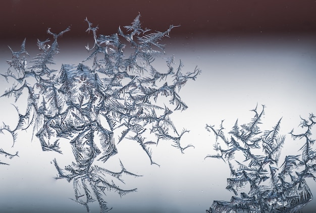 Free photo closeup shot of a snowflake on a glass from frost