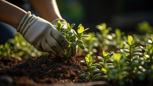 Free photo closeup of a woman's hands in gloves pruning bushes