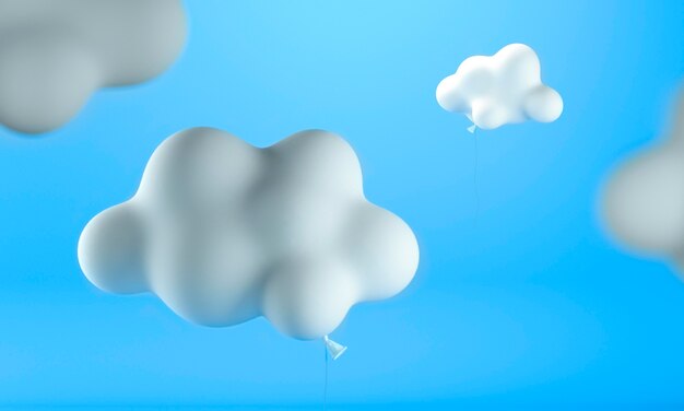 Cloud shaped balloons with blue background