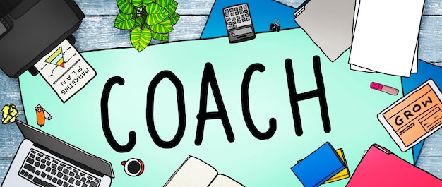 Coach Coaching Guide Instructor Leader Manager Tutor Concept