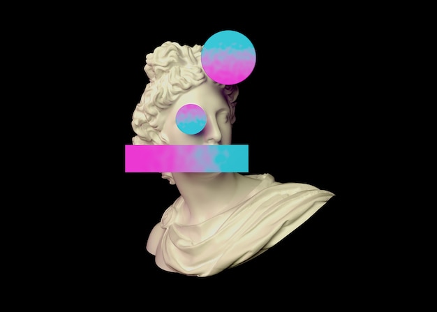 Colorful 3d shapes in vaporwave style