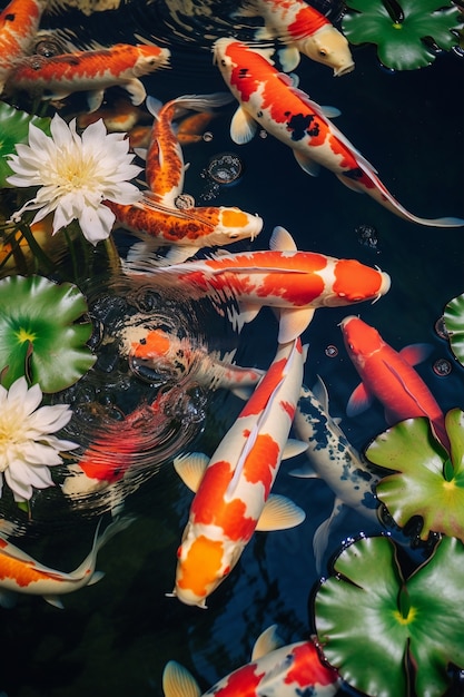 Foto gratuita pesci colorati che nuotano sott'acqua