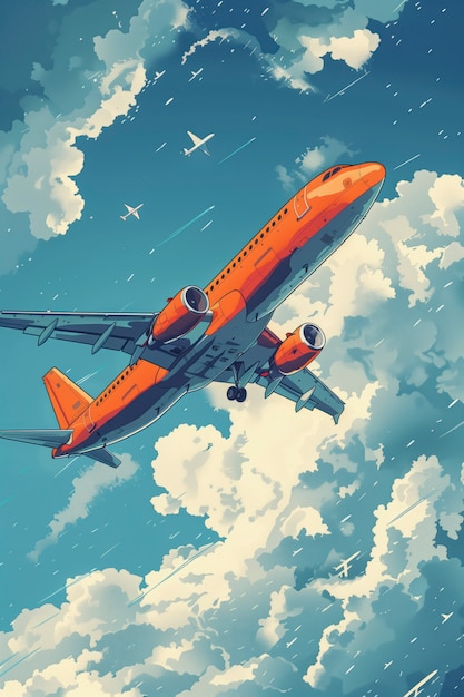 Free photo comic style airplane illustration