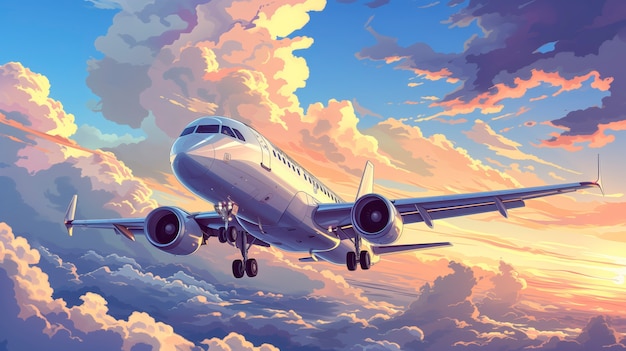 Free photo comic style airplane illustration