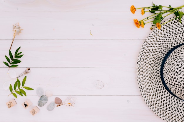 Free photo composition of beach relaxation on light surface