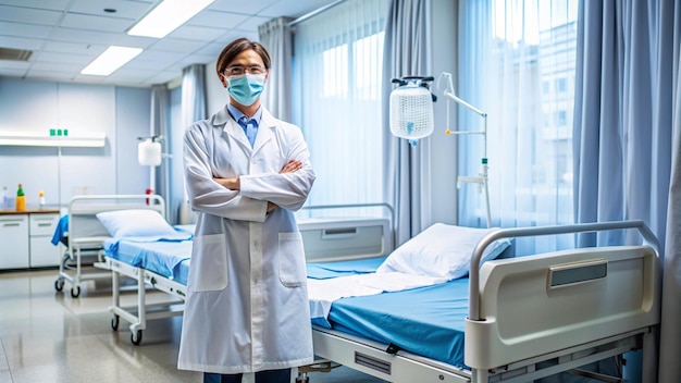 Free photo confident doctor in hospital room