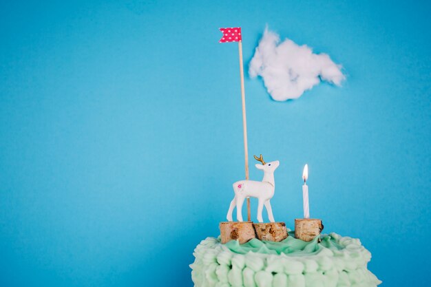 Cotton cloud over decorated cake