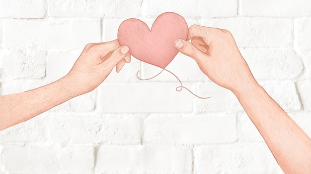 Free Photo couple holding heart balloon for valentine’s day illustration