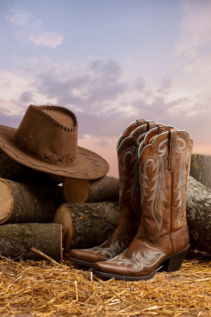 Free photo cowboy background with boots