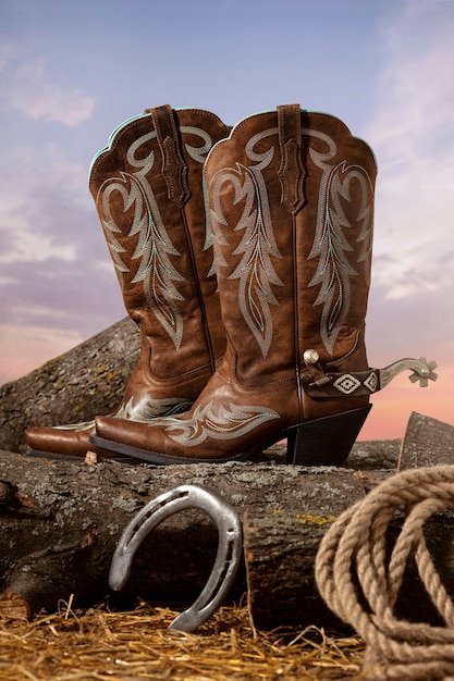 Free photo cowboy background with boots