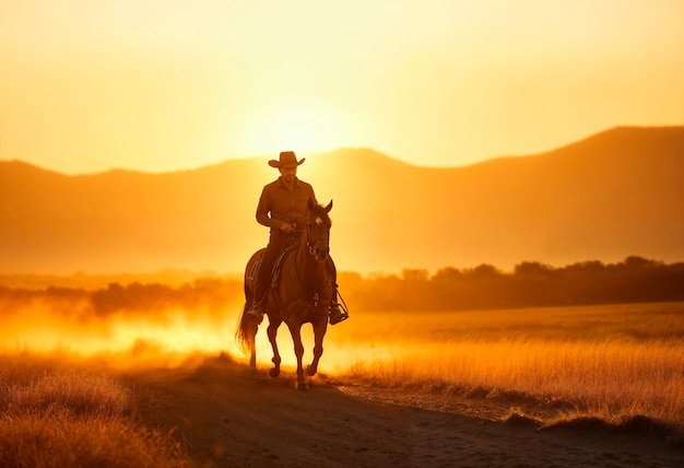 Free photo cowboy in photorealistic environment