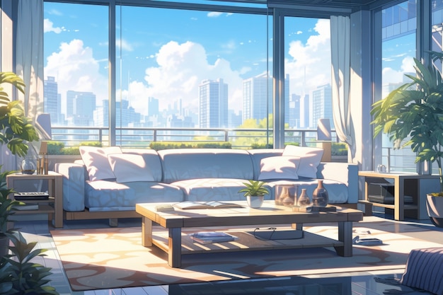 Free photo cozy home interior in anime style