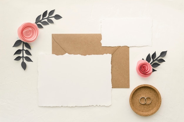 Free photo creative wedding stationery top view