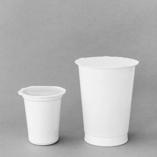 Cups with fresh dairy