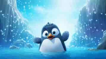 Free photo cute cartoony  penguin in nature