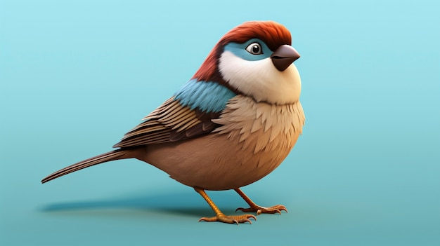 Cute cartoony sparrow in studio